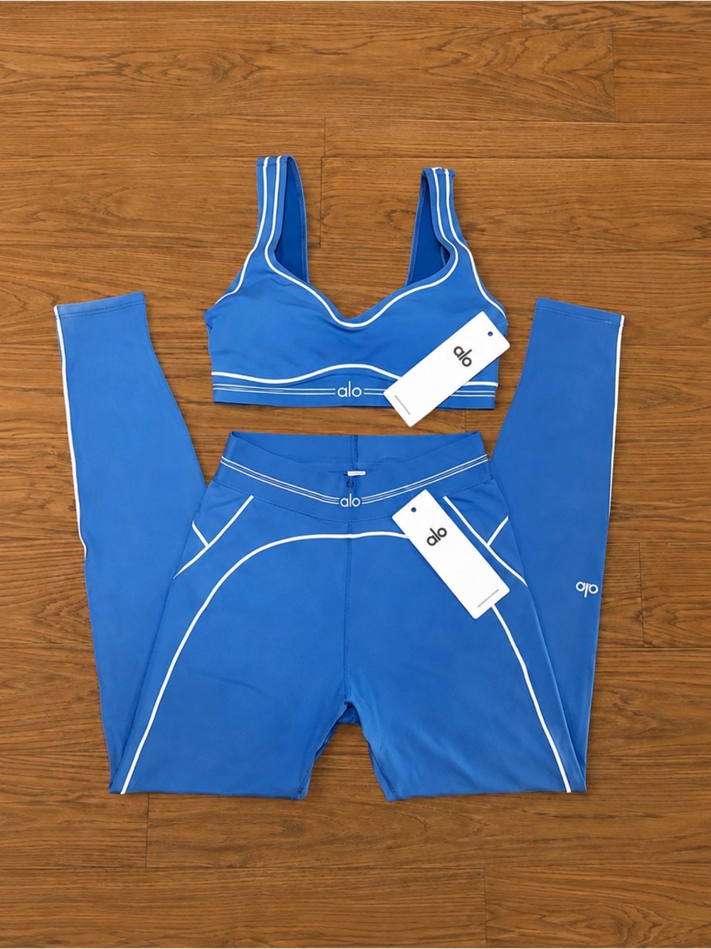ALO Blue Workout Set Leggings & Sports Bra Sizes XS,S,M,L